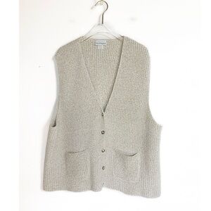 Vtg 90s Knitted Neutral Oatmeal Vest by Willows Ridge Womens size L